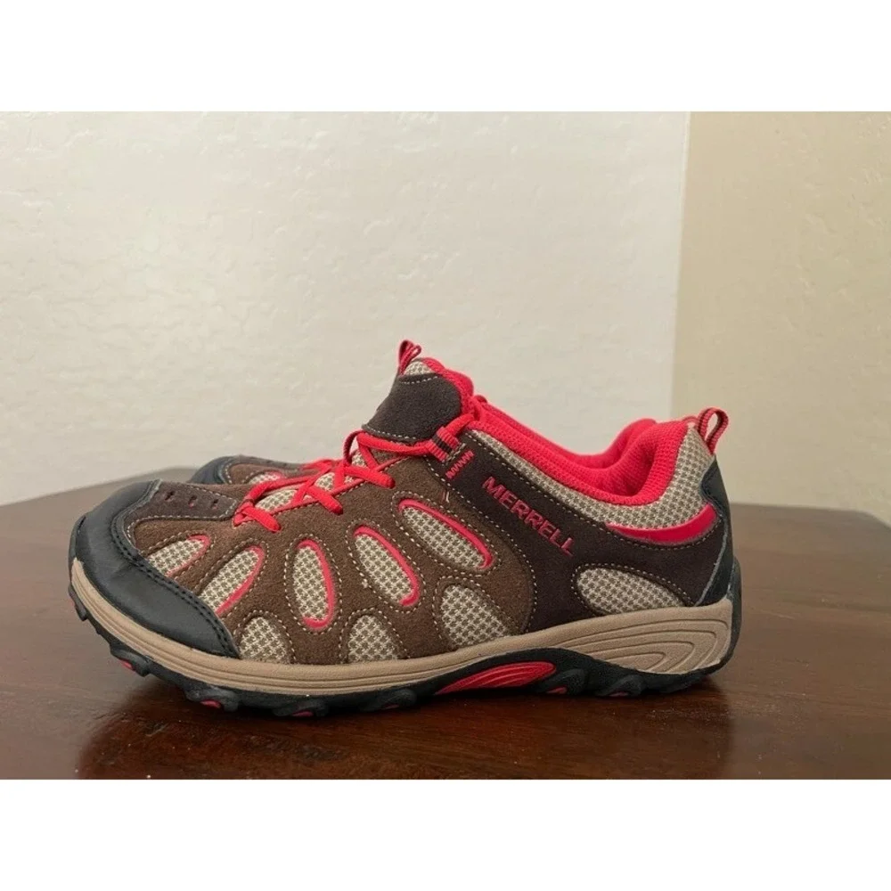 Merrell Boys Chameleon Hiking Shoes Brown MY51948 Leather Low Top Lace Up 6M
